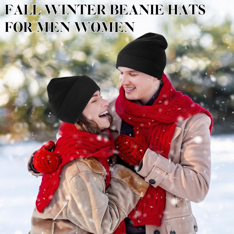 lucdnc Beanies for Men Women 2 Pack Fall Winter Men's Hats Unisex Warm Knit Skullies Beanies Soft Ski Caps - Image 5